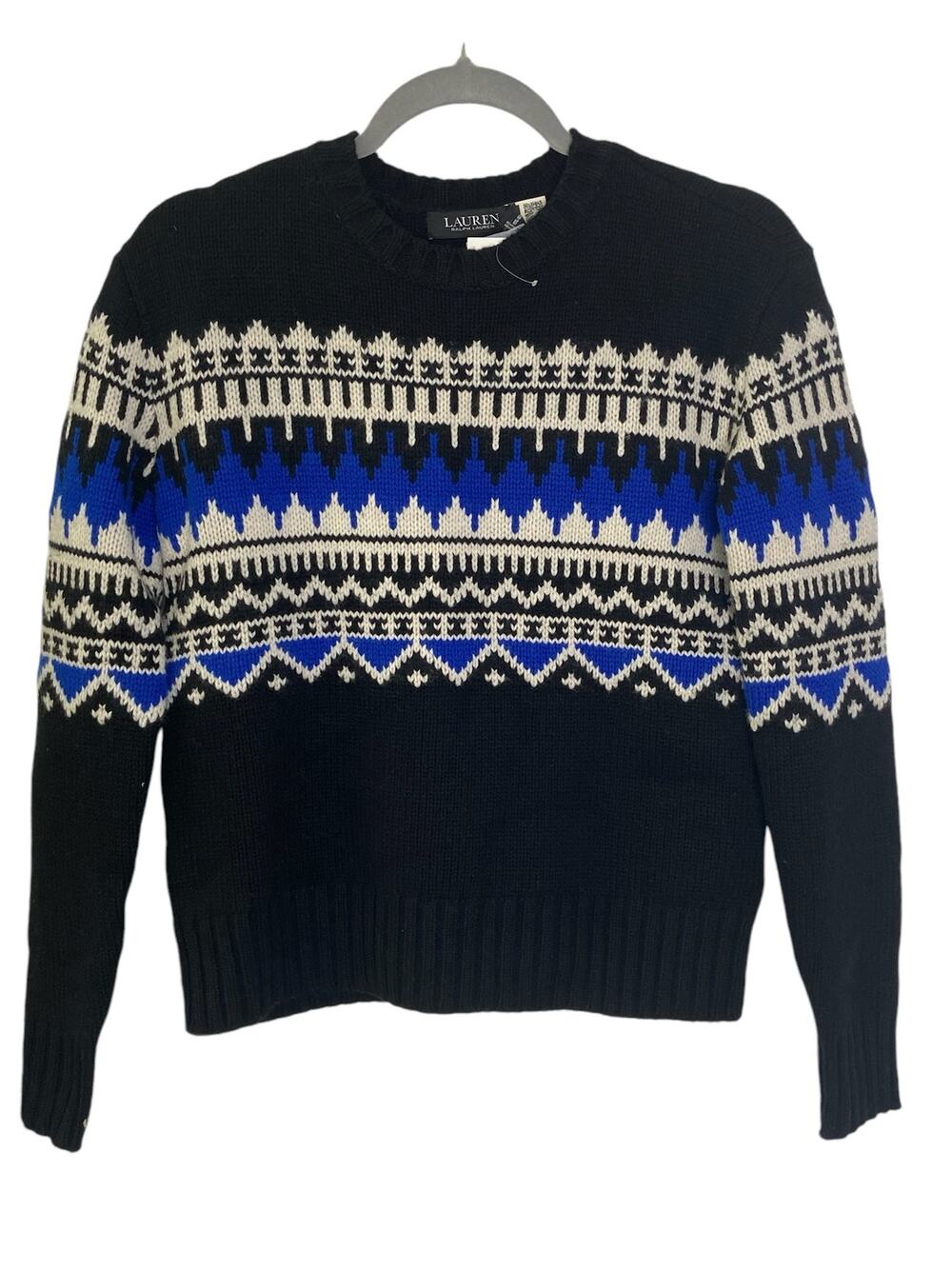 Lauren Ralph Lauren Fair Isle Sweater Pullover Boxy Chunky Knit Retro Grandpa XS